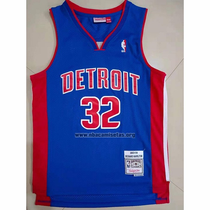 Camiseta Detroit Pistons Richard Hamilton NO 32 Mitchell & Ness 2003-04 Azul